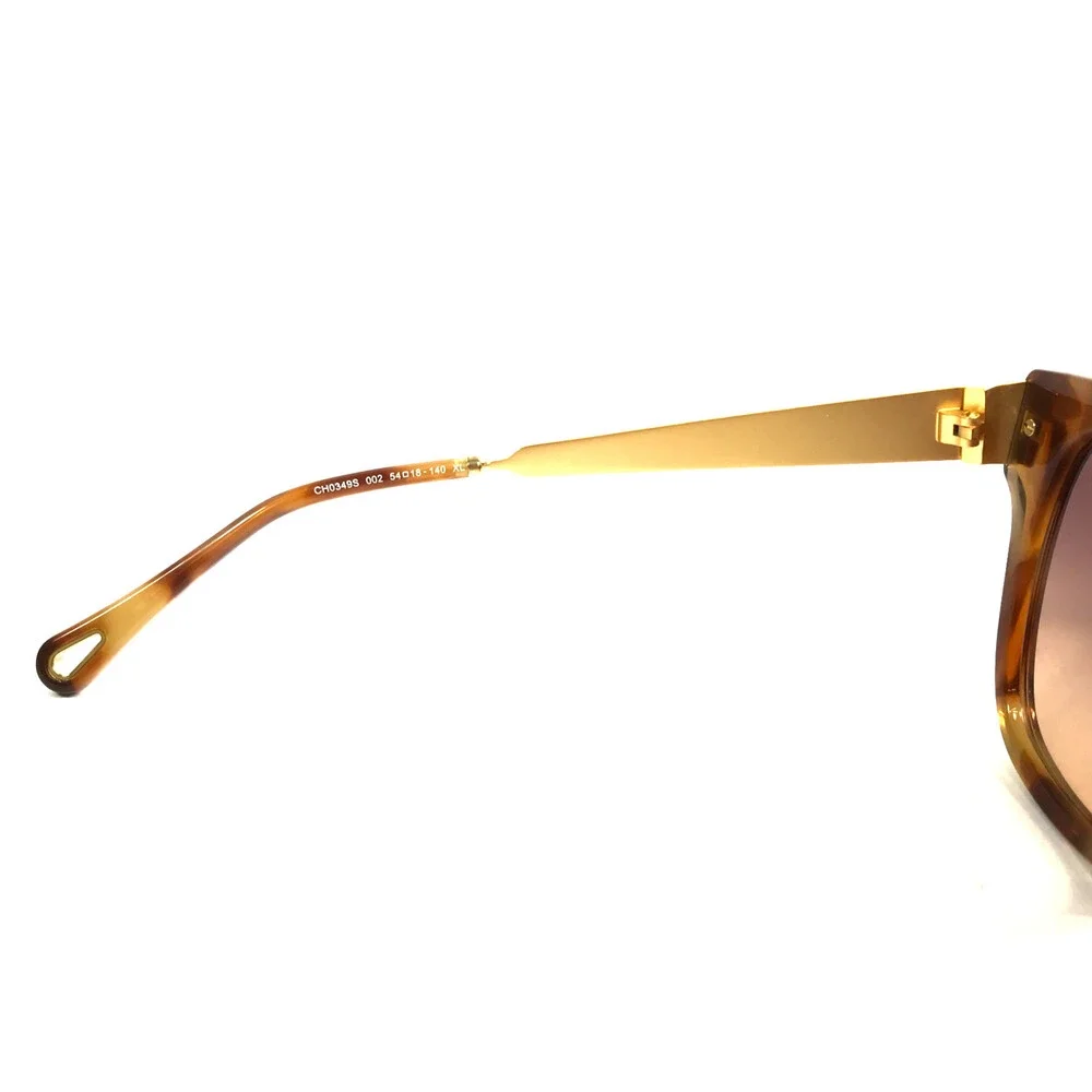 Chloe Sunglasses CH0349S 002 Tortoise Gold Square Frames w Brown Gradient Lenses
